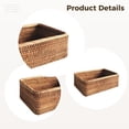 thumbnail image 3 of Handmade Rectangle Rattan Basket, 13.8 x 7.5 x 3.5 in / 35 x 19 x 9 cm, Vietnam Woven Storage Basket with Open Design, Space-Saving Small Objects Container for Bathroom, Kitchen, Bedroom, 3 of 5