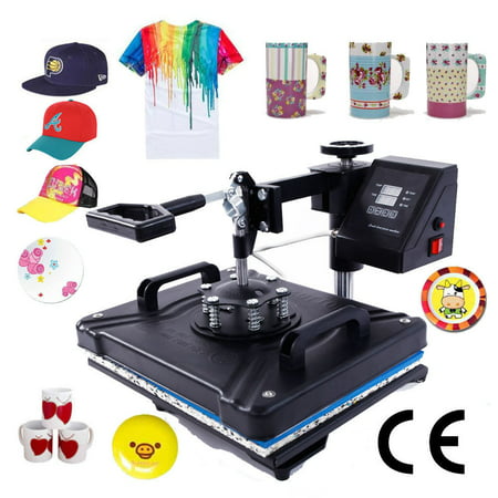 Zimtown Digital 5in1 Hot Heat Press Transfer Sublimation Machine for T-Shirt Cup Hat Mug Plate Cap Printing, Dual LCD (Best Heat Press Machine Brands)
