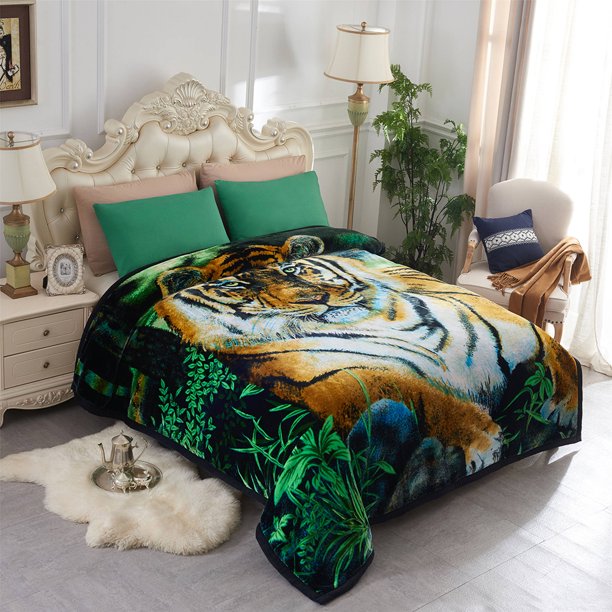 Tiger Printed Cozy Plush Fleece Blanket For Bed 2 Ply Heavy Thick Super Warm Winter Bed Blanket King 85 X 95 9lb Walmart Com Walmart Com