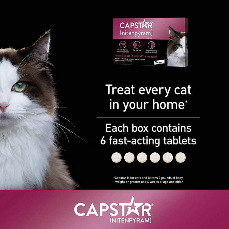 Image 6 of CAPSTAR (nitenpyram) Fast-Acting Oral Flea Treatment for Cats (2-25 lbs), 6 Tablets, 11.4 mg
