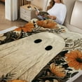 thumbnail image 2 of Creowell Ghost Flowers Pumpkins Cozy Decorative Blanket, Reversible Soft Fuzzy Blanket for All Seasons 40*50in, 2 of 7