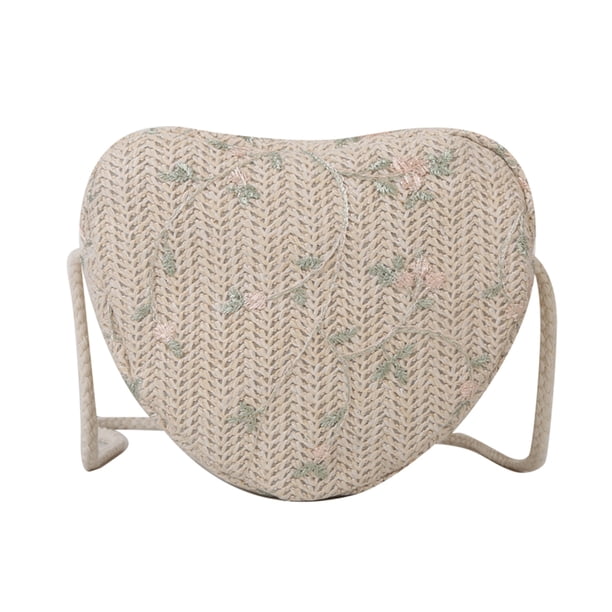 Love Heart Shaped Straw Bag Summer Women Beach Satchel Bolsos de hombro (Beige) Ehuebsd Para Estrenar