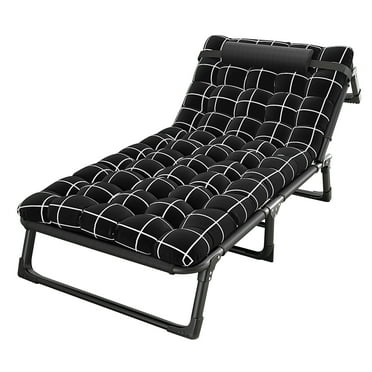 WETS Portable Folding Camping Cot Bed with Adjustable 4-Position Folding Lounge Chair, 2 Sided Mattress & Pillow