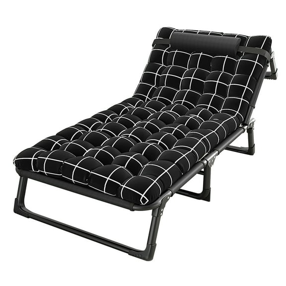 Nuoxin Portable Folding Camping Cot Bed with Adjustable 4-Position Folding Lounge Chair, 2 Sided Mattress & Pillow