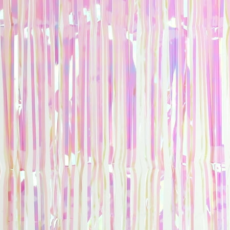 Iridescent Metallic Foil Fringe Curtain Rainbow Tinsel Shimmer Window ...