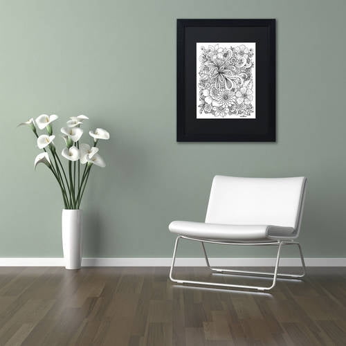 Trademark Fine Art "Zendoodle 5" Canvas Art by KCDoodleArt Black Matte, Black Frame
