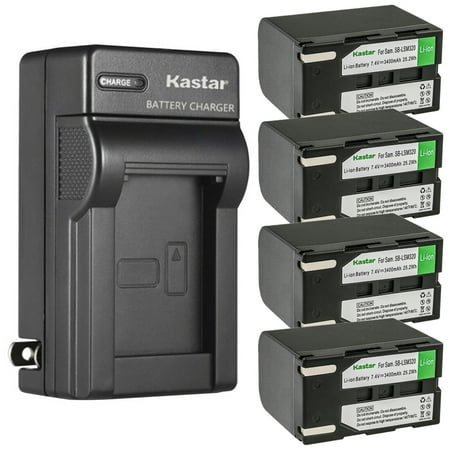 Image of Kastar 4-Pack SB-LSM320 Battery and AC Wall Charger Replacement for Samsung SC-D653 SC-D655 SC-D953 SC-D955 SC-D963 SC-D965 SC-D975 SC-DC163 SC-DC164 SC-DC165 SC-DC171 SC-DC171U Camera