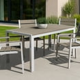 thumbnail image 1 of CorLiving Gallant Rectangular Aluminum and Poly-Wood Outdoor Dining Table with Umbrella Hole, Silver Grey/Taupe, 1 of 9