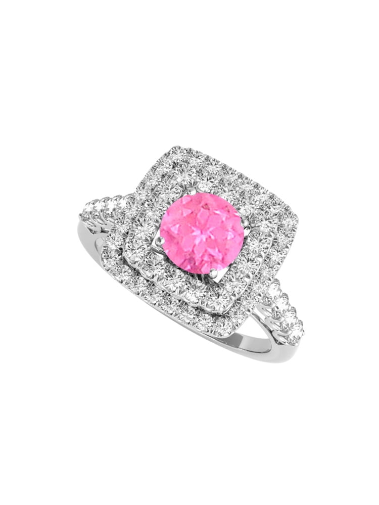 September Birthstone Pink Sapphire Cubic Zirconia Engagement Ring by Love Bright