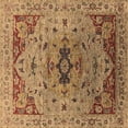 thumbnail image 1 of Ahgly Company Indoor Square Oriental Brown Industrial Area Rugs, 4' Square, 1 of 4
