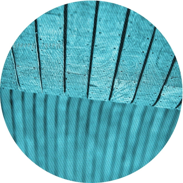 Ahgly Company Tapis Rond Lavable en Machine Intérieur Transitionnel Turquoise Bleu Vif, 3 Pieds Rond