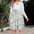 thumbnail image 2 of Santorini Black White Greece Greek Art Long Sleeve Sexy Dresses For Women Ladies Vintage Elegant Party Dress Oversized V-neck Dress, 2 of 7