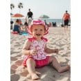 thumbnail image 4 of BemeyourBBs Toddler Baby Girl Swimsuit Infant Bathing Suit One-Piece Swimsuits with Sun Hat Set Flying Short Sleeve Rash Guard Swimwear Cupcake Zipper Summer Beach Wear, 4 of 9