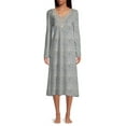 thumbnail image 4 of Dignity Pajamas Open Back Nightgown Women Long Sleeve-Bedridden-Floral Print-Snap-Lace Trim-Patient Gown-LS-220-Denim Ivo-S-M -2, 4 of 4