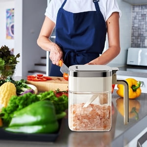Antqov Glass Seasoning Boxes-Seasoning Glass Containers Food Storage Bowl 380ml Container Bowl Food Grade Airtight Seasoning Glass Container Cassette Lid
