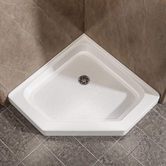 Shower Base 36" x 36" x 5 1/2" H Neo-Angle Corner Drain Acrylic Corner Shower Pan, Integrated Tile Flange, Non-Slip Textured Floor (Drain Not Included)