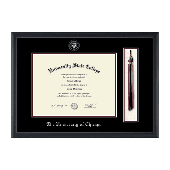 Framerly - U of C Tassel Diploma Frame with Black and Maroon Mat