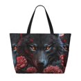 thumbnail image 2 of KLL Rose Full Moon Black Wolf Print Large Beach Tote Bag Women Waterproof Sandproof Zipper Beach Tote Bag for Pool Gym Grocery Travel with Wet Pocket, 2 of 7
