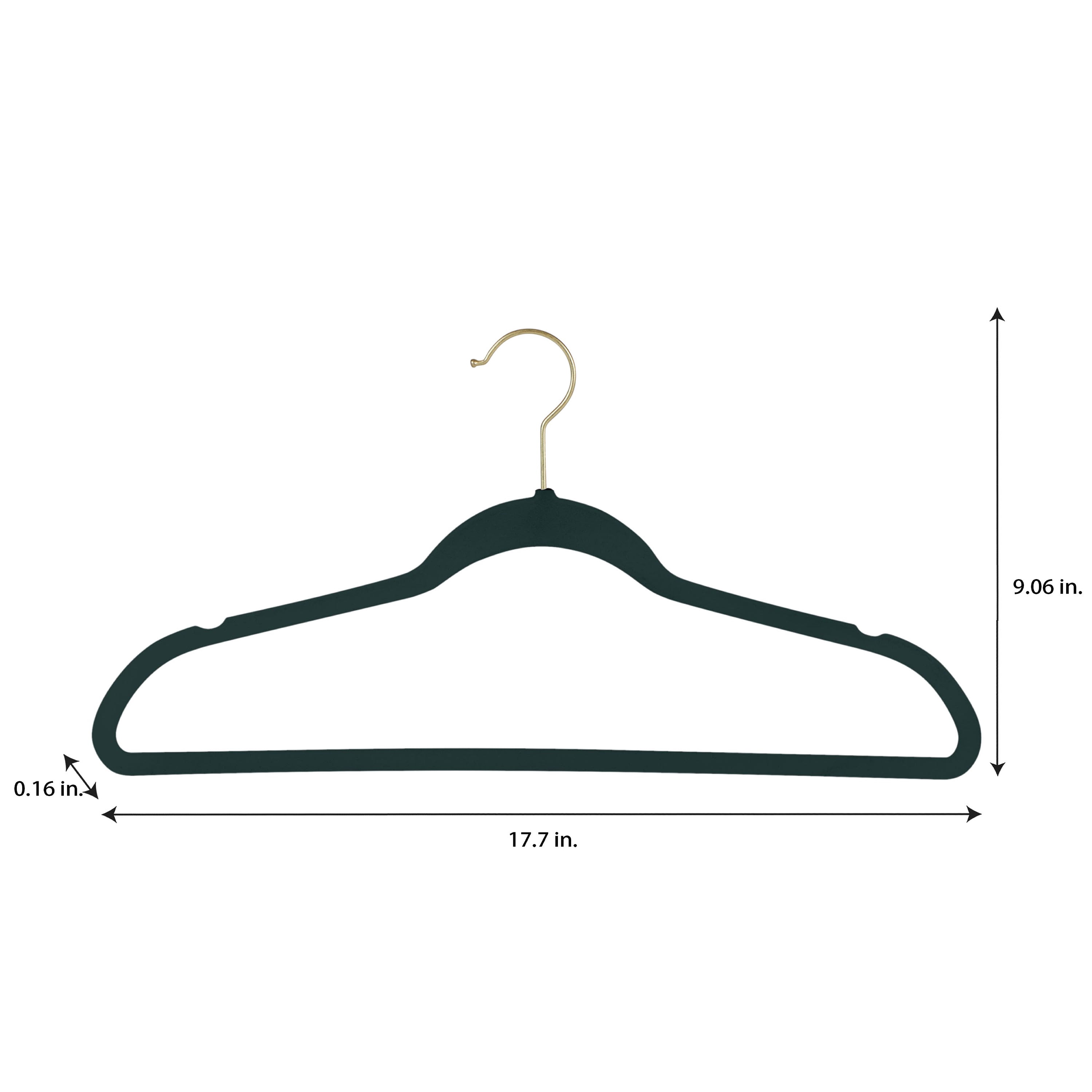 Simplify 75 Pack Velvet Gold Hook Hangers in Emerald