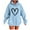Light Blue, variant on Women's Fall Fashion Hoodies 2025 Hooded Sweatshirts Casual Loose Heart Printed Outdoor Hoody Jackets Round Neck Long Sleeve Hoodie Pullover Winter Outwears with Pocket