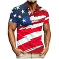thumbnail image 2 of Mens Shirts Short Sleeved Lapel Business Independence Day Printed Athletic Casual Top Red M, 2 of 5