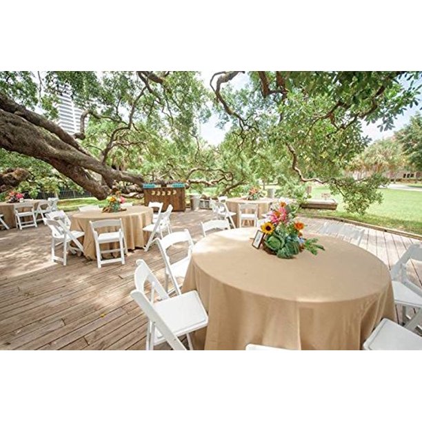 120 Inch Round Burlap Tablecloth Natural Table Cover Wedding Party Catering Add 49 00 Or More Items Offered By Market Com 120 Inch Round Burlap Tablecloth, Burlap Table Runner Round Table