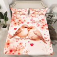 thumbnail image 2 of Homewish Kawaii Couple Bird Twin Sheet Sets, Romantic Love Heart Twin Fitted Sheet, Pink Cherry Blossoms Flat Sheet, Lightweight Room Decor, 3 Pieces, 2 of 7
