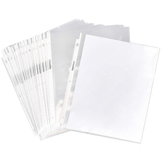 Sheet Protectors for 3 Ring Binder, Heavyweight, Polypropylene, 8.5 x 11 Inch, 100-Pack, Clear