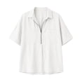 thumbnail image 7 of Enjoytime Women Tops V Neck Collared Half Zip Up Short Sleeve Shirts Summer Casual Work Blouses, 7 of 7