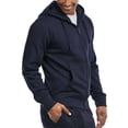 thumbnail image 2 of Men's Fleece Hoodie Full Zip Cotton Lightweight with Pockets Sweatshirt Tops S-3XL Solid Zipper Lined Long Sleeve Menswear Sweaters Spring Outdoor, 2 of 4