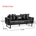 thumbnail image 4 of 73 inch Modern Faux Leather 3 Seat Sofa,Living Room Furniture with Armrest Button Tufted Seat Upholstered Small Cushion for Bedroom Apartment Office,Black, 4 of 7