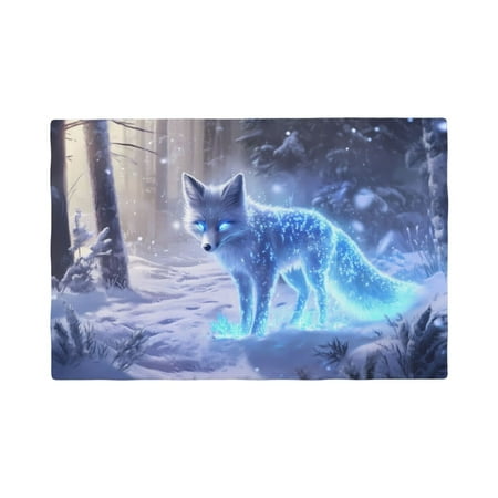 

Placemats Set of 4 / 6 Glowing Winter Arctic Fox Placemats for Dining Table Indoor/Outdoors Heat Resistant Washable Placemats 18 x 12
