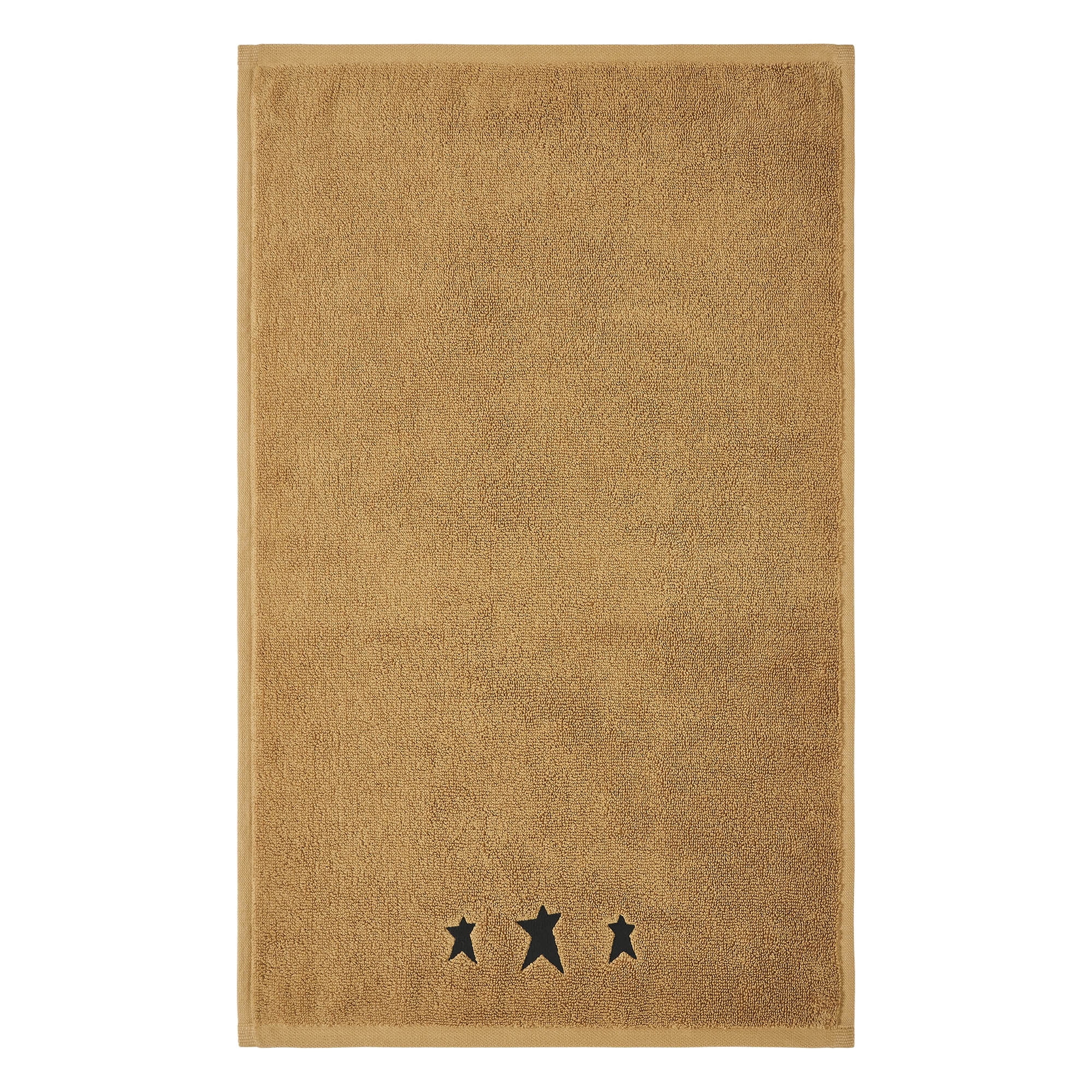 VHC Brands Black Prim Stars Tan Hand Towel Set of 2 16x26