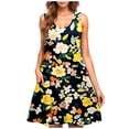 thumbnail image 2 of Viikei Womens Dresses Plus Size Clearance Sales,Summer Dresses for Women 2025,Women's Casual Plus-size Sleeveless Round Neck Short Floral Dress Yellow L, 2 of 5