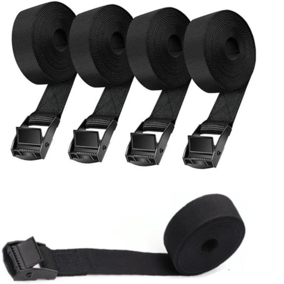 MISSMILE 5 Pcs Lashing Straps Nylon 4’ X 1" (1.2M) Adjustable Tie Down Straps Load-Bearing 550 Lbs Heavy Duty Black Tension Strap with S for Bike Motorcycle Cargo