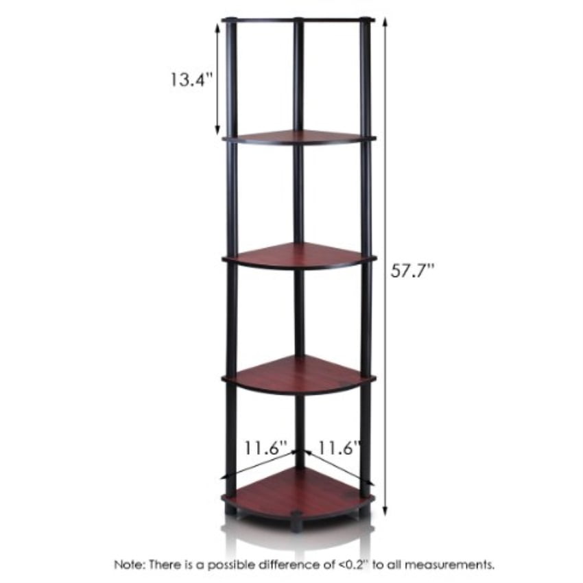 Furinno Turn N 5 Tier Corner Display Rack Multipurpose Shelving Furinno Turn N 5 Tier Corner Display Rack Multipurpose Shelving Unit Dark Cherry Black 57 7 X 11 6 In