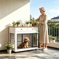 thumbnail image 2 of Afuera Living 40-Inch White 3-in-1 Dog Crate Furniture 3 Doors 240 lb Top, 2 of 10
