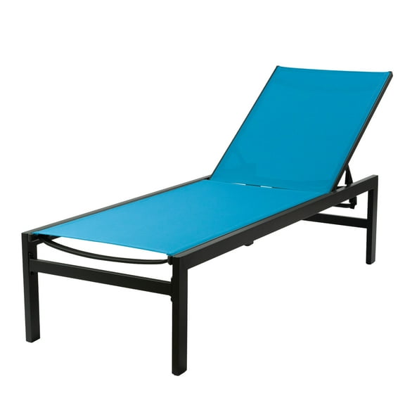 Kozyard Aluminum Outdoor Full Flat Chaise Lounge Recliner for Pools Patio Outdoor Lounging - Comfortable Patio Chair Poolside Lounger (Blue, 1 Pack)