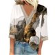thumbnail image 2 of Fiudx Camisetas para Mujer Blusas de Túnica Básica con Cuello En V y Costuras de Encaje Estampadas con Manga 3/4 para Mujer, 2 of 5