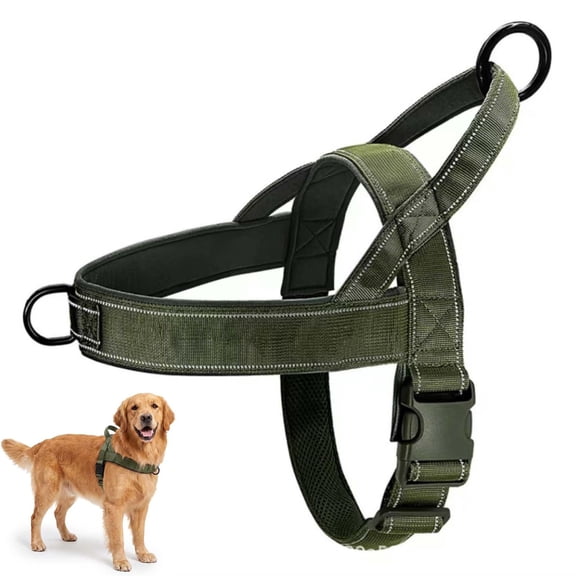 No Pull Dog Harness Front Clip,Adjustable Reflective Pet Vest with Handle,Escape Proof Dog Harness for Outdoor Walking