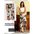 thumbnail image 3 of Hibeli Women Pajama Yoga Pants Daisy Floral Printed Drawstring Elastic Waist Wide Leg Lounge Pants, 3 of 7