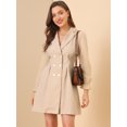 thumbnail image 2 of INSPIRE CHIC Robe Blazer à Carreaux pour Femme à Revers Cranté, à Double Boutonnage, à Manches Longues, 2 of 6