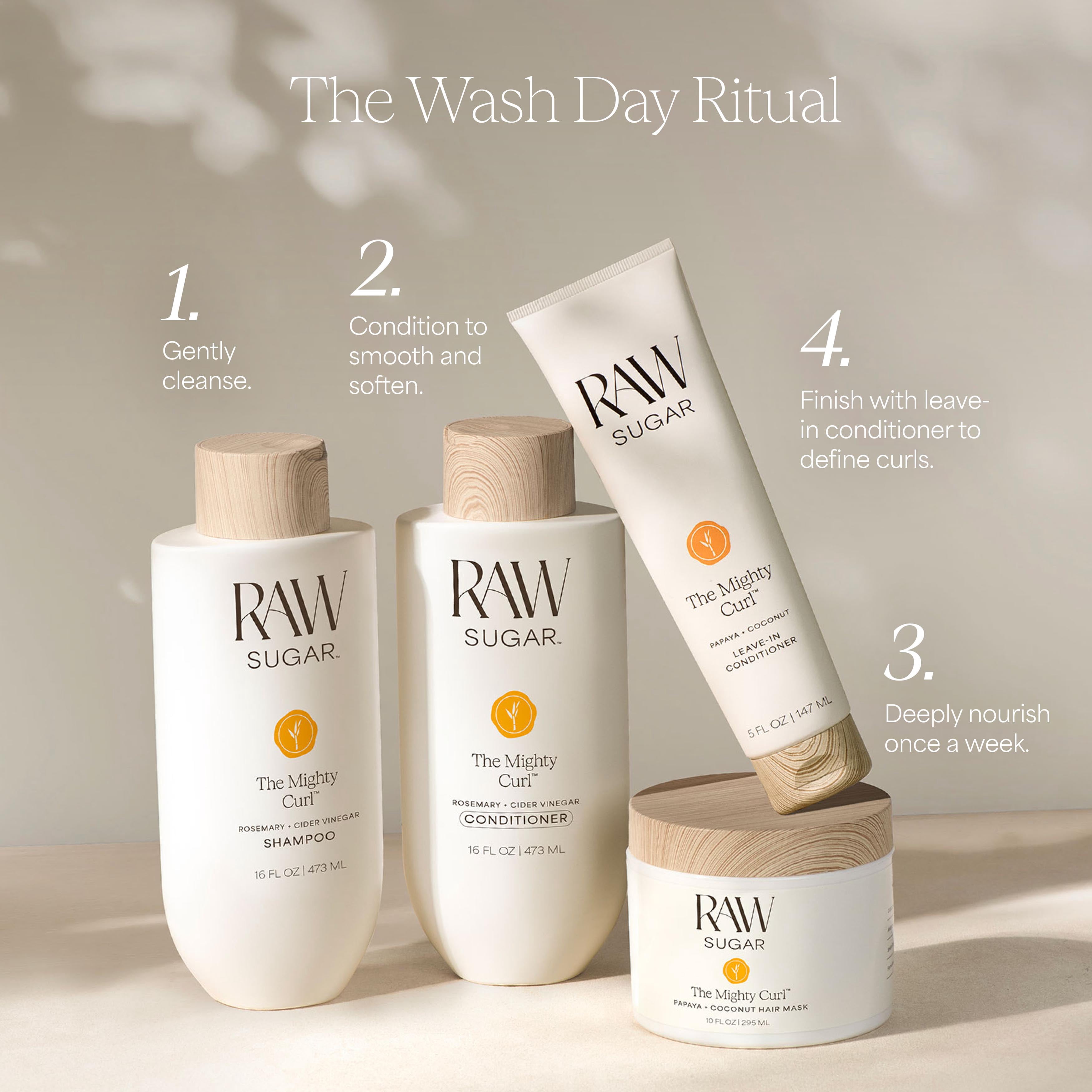 Raw Sugar The Mighty Curl Leave-In Conditioner, Papaya + Coconut, 5 fl oz