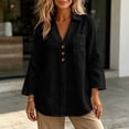 thumbnail image 5 of GUACER Womens Long Sleeve Shirts Cotton Linen V-Neck Button Down Tunic Tops with Pocket Casual Loose Blouses, 5 of 8