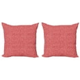 thumbnail image 1 of Damask Throw Pillow Cushion Cover Pack of 2, Rhythmic Detailed Monochrome Flowers Petals Branches Vintage Look Pattern, Zippered Double-Side Digital Print, 4 Sizes, Blush and Vermilion, by Ambesonne, 1 of 2