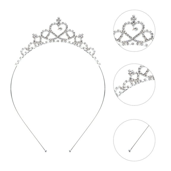 LEORX Bridal Crown with Crystal Rhinestone Heart Shape Hair Grip 1Pack