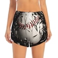 thumbnail image 2 of Picia Baseball Breaking Glass Pattern Women's 2 in 1 Athletic Running Shorts High Waisted Workout Casual Gym Sweat Shorts with Comfy Liner Zipper Pockets-Medium, 2 of 9