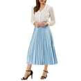 thumbnail image 3 of INSPIRE CHIC Women's Skirts Metallic Elastic Waist Midi Pleated Party Skirt S Blue, 3 of 8