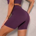 thumbnail image 4 of Women's High-Waisted Seamless Biker Shorts Ribbed Compression Yoga Workout Shorts for Fitness and Running- Medium, Purple, 4 of 6