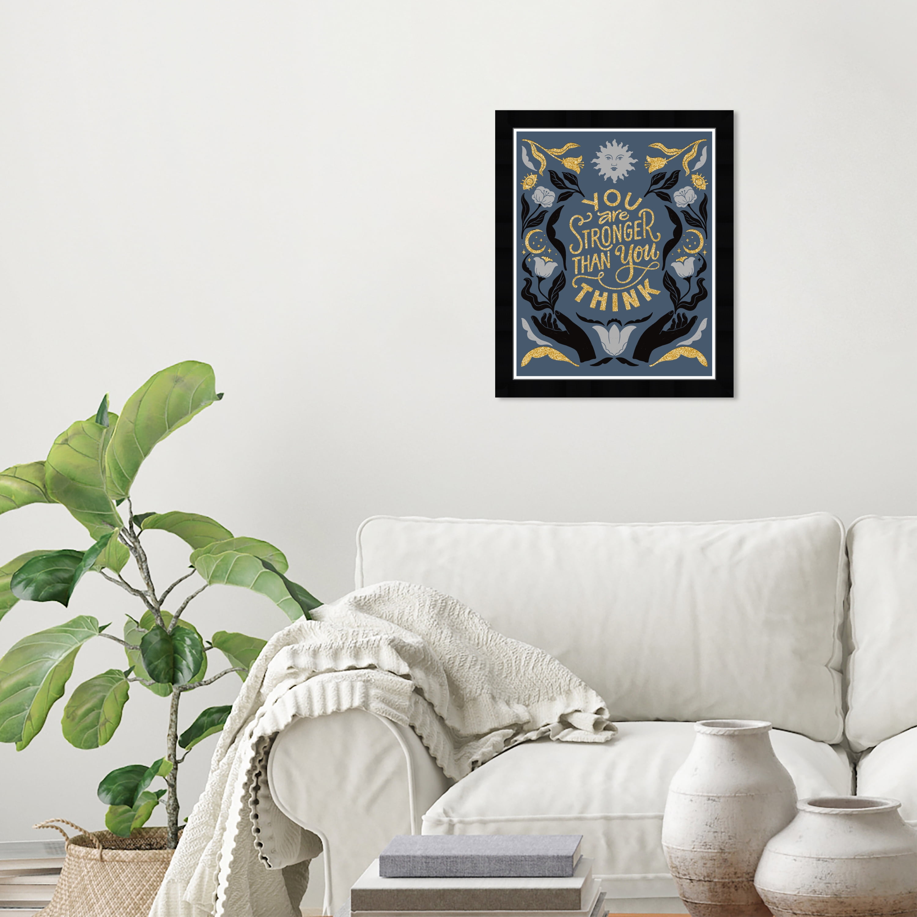 Wynwood Studio Prints You are Stronger Than You Think Typography and Quotes Motivational Quotes and Sayings Wall Art Canvas Print Blue 13x19